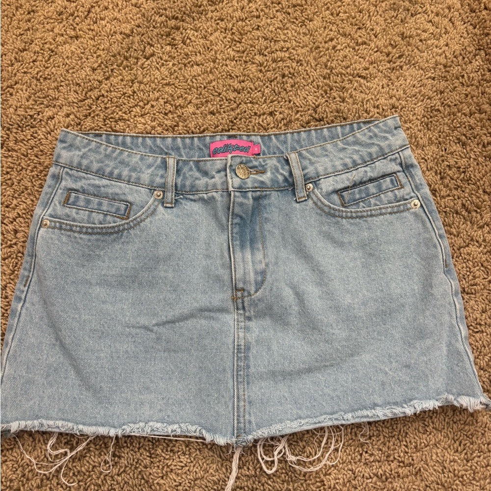 Edikted Blue and Pink Casual Mini Skirt